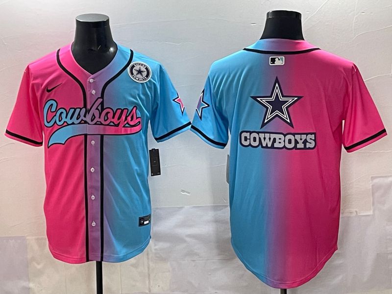 Men 2025 Dallas Cowboys Blank Blue pink Nike Limited NFL Jersey style 0011